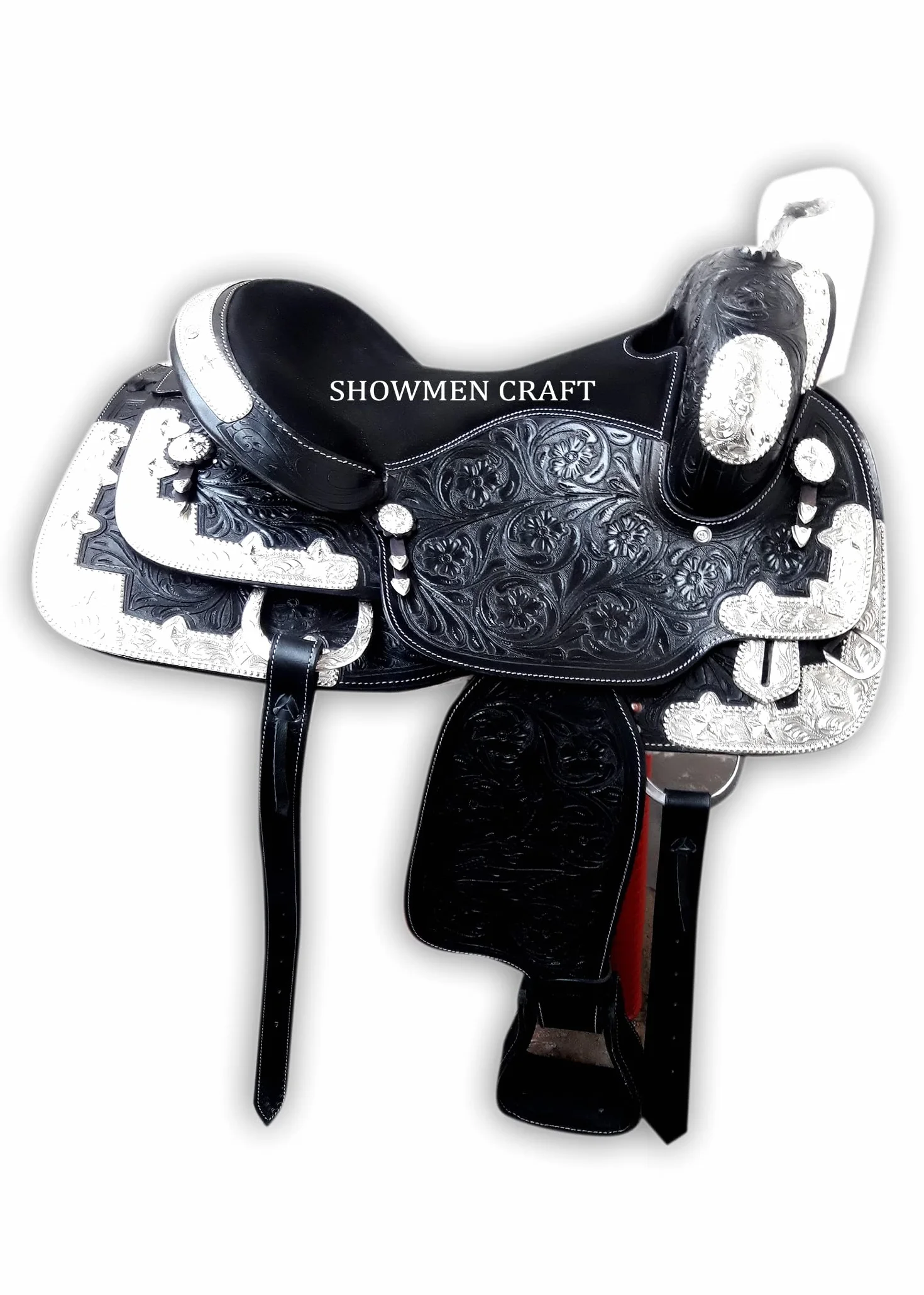 Western Saddle - Sillín totalmente decorativo, color plateado