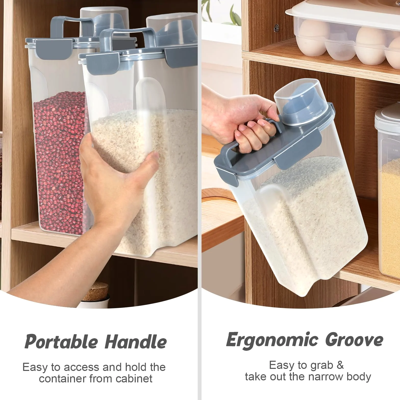 TBMAXS Contenedor de almacenamiento de arroz de 10 libras, dispensador hermético de alimentos con boquilla grande y taza para almacenamiento de alimentos de mascotas, perros, gatos, 7 libras