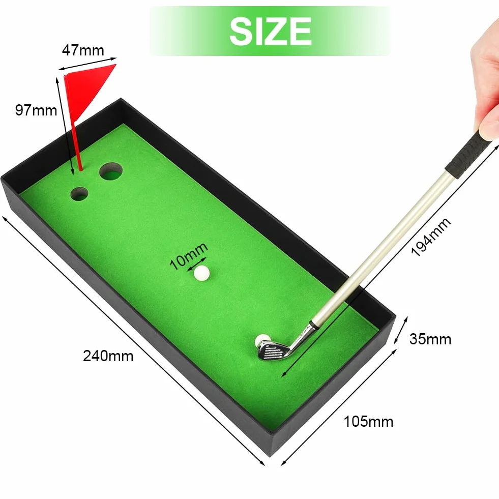 Golf Pen Set with Flag, Mini Golf Club Pen, 3 Pen Holders, 4 Balls, 9 Refills