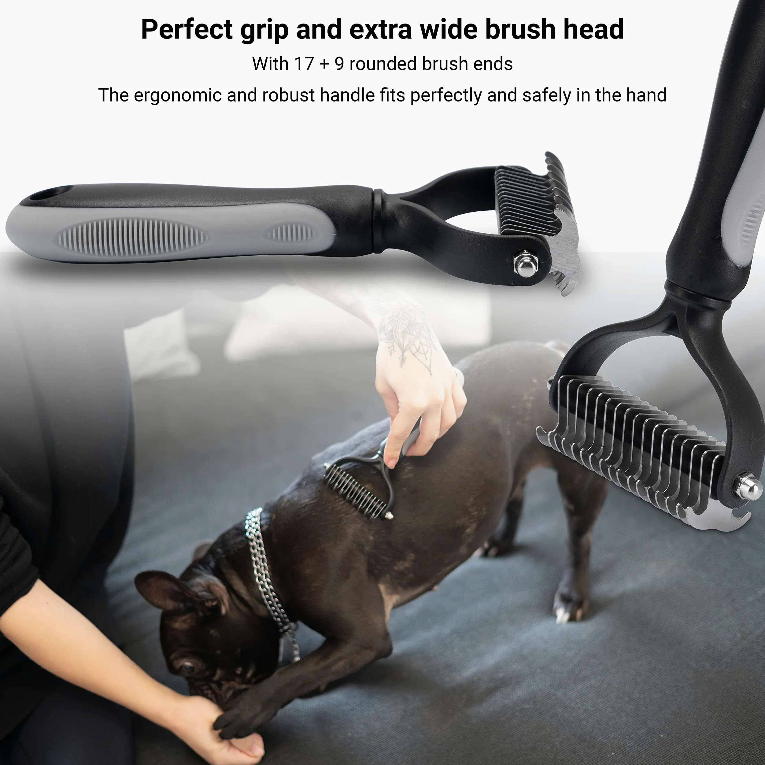 Juego de 5 cepillos para perros/gatos, rodillo XL y pinzas para garrapatas en juego de acción, pelo largo, cepillo de pelo corto, removedor de pelo para mascotas