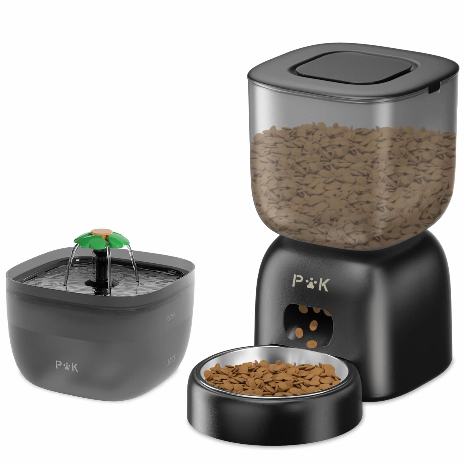 Comedero Gato Automatico, 3L Dispensador Comida Gatos con 180 Días de Batería, Grabación 10S, 1-4 Comidas al Día, Fuente para Gatos de 2L Gratuita