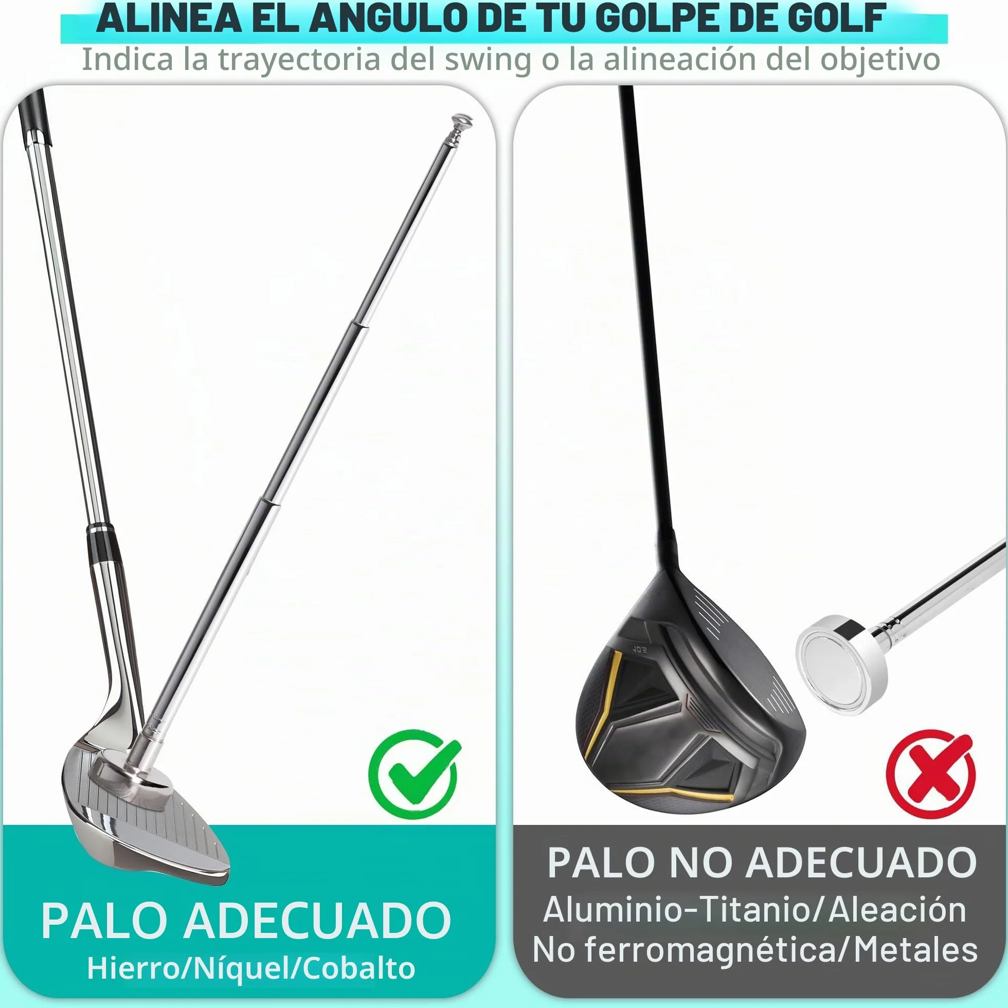 JUNNEE Varillas de alineación de golf 7 ajustes de longitud Corrector de ángulo de inclinación de palo Ayudas de entrenamiento de swing
