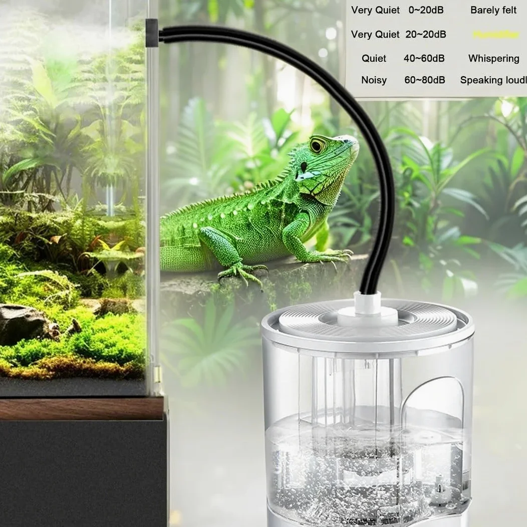 Humidificador Nebulizador Corn Snake, Humidificador de Terrario Green Tree Python de 4 L con Llenado Superior(Double Tube)