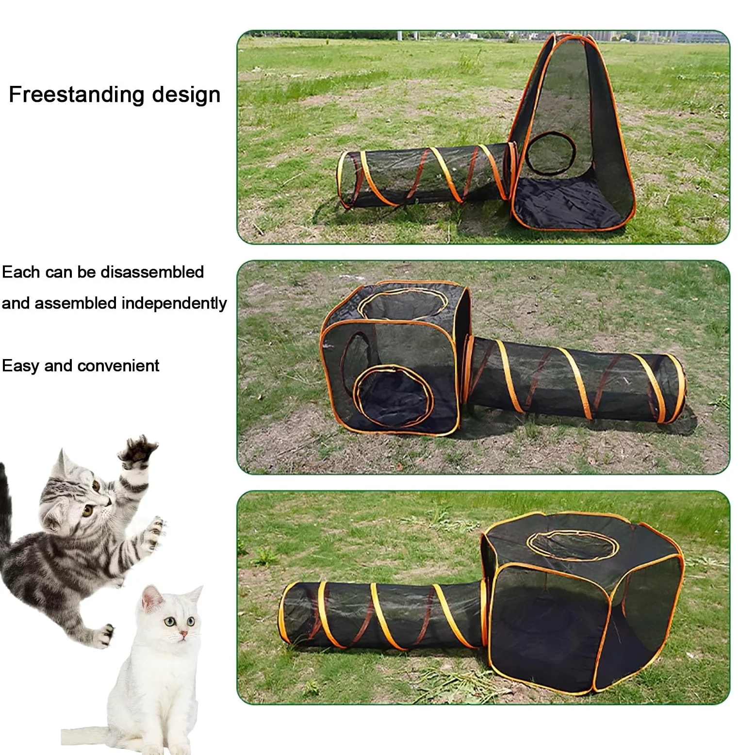 Túnel para Gatos 6 en 1, Recintos para Gatos al Aire Libre, Túnel de Empalme Libre para Recintos para Mascotas Plegables para Interiores y Exteriores, para Cachorros, Gatitos, Conejos, Cobayas