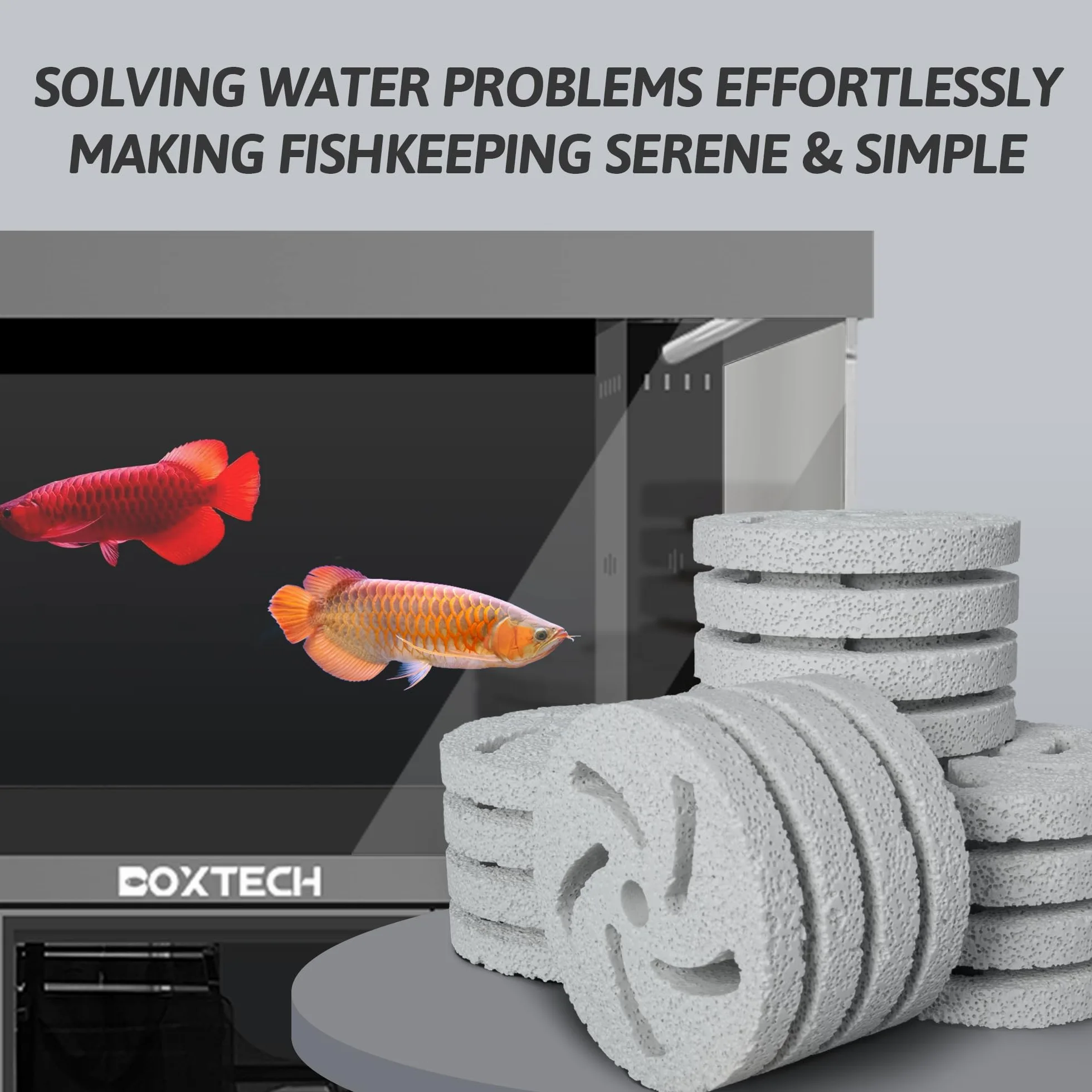 boxtech Bloques biológicos de cerámica, medios de filtro de acuario autolimpiables, mejora la claridad del agua y el crecimiento bacteriano, nano medios de filtro para filtración de peceras y