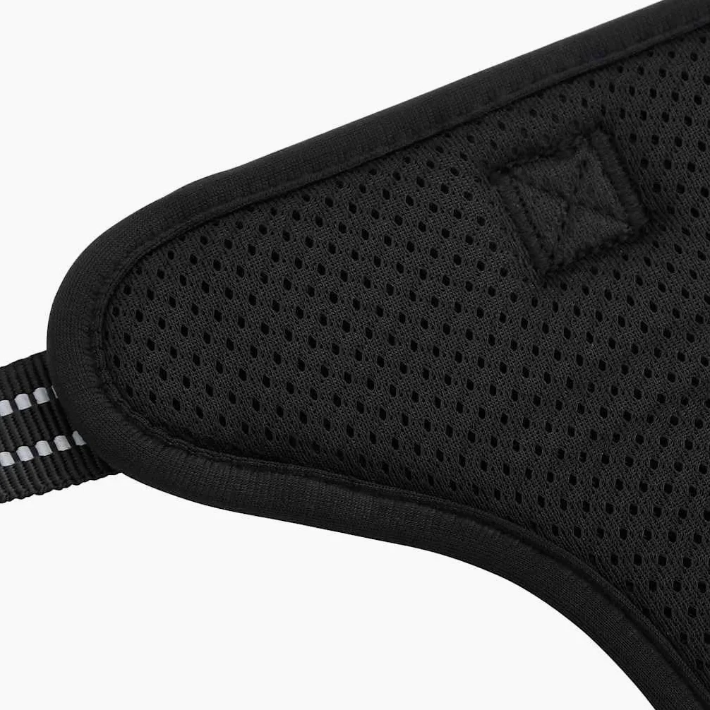 Arnés reflectante ajustable negro XL de poliéster con 4 correas, 2 anillos de correa y mango de seguridad para cachorros, paseos, entrenamiento y uso al aire libre