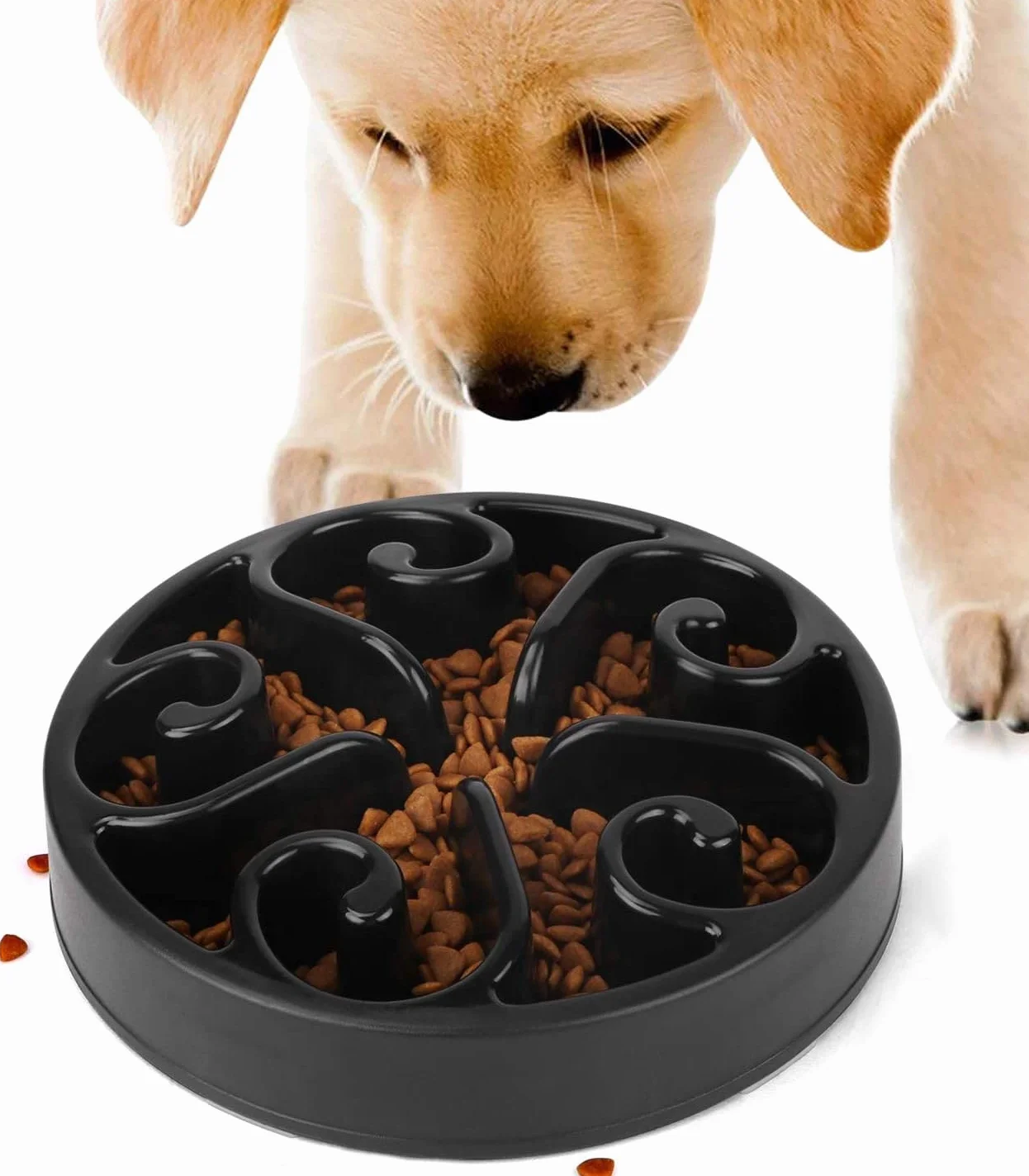 Edipets, Comedero Perro Antivoracidad, Gato Alimentación Lenta, para Mascotas Medianas y Grandes, Plato Interactivo, Evita la Ansiedad (Negro)