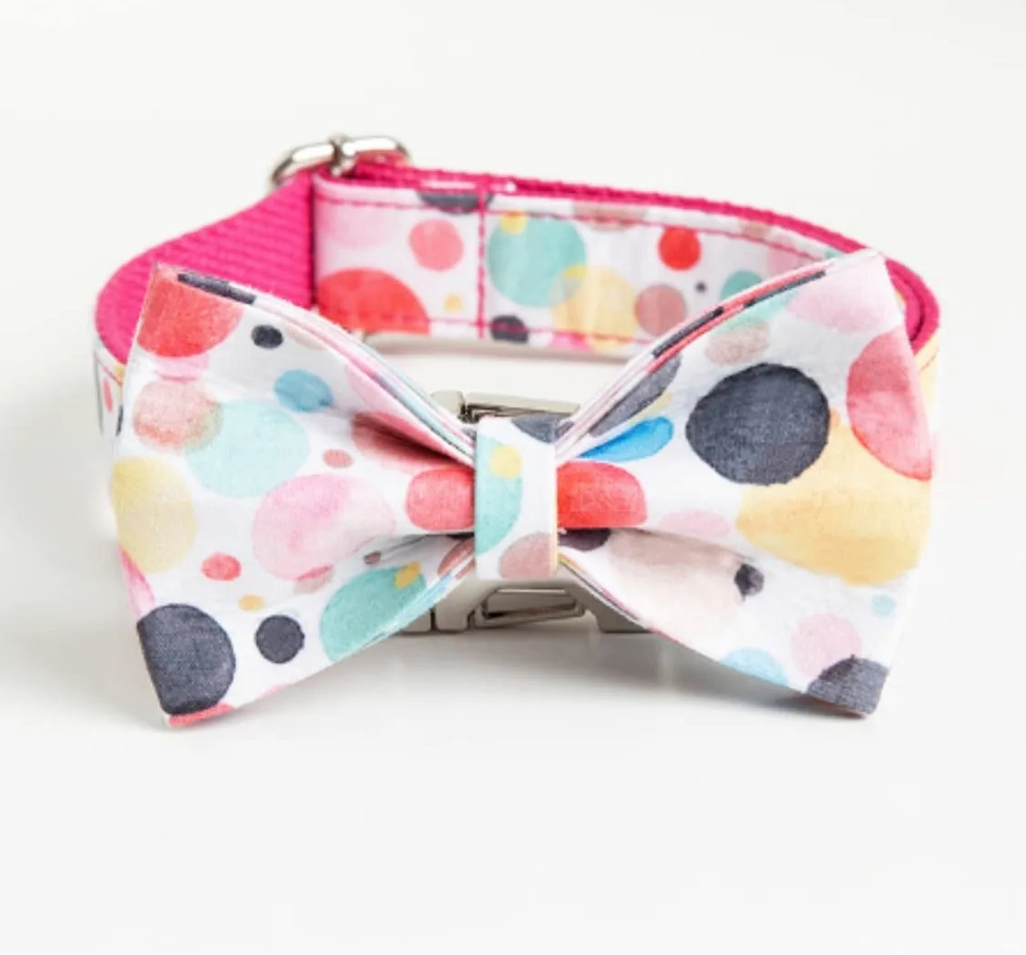 Correa Perro Correr Bubble Pet Collar Leash Bow Set Poliéster Bowtie Correa Cómodo Antideslizantes Reforzada(49-55cm)
