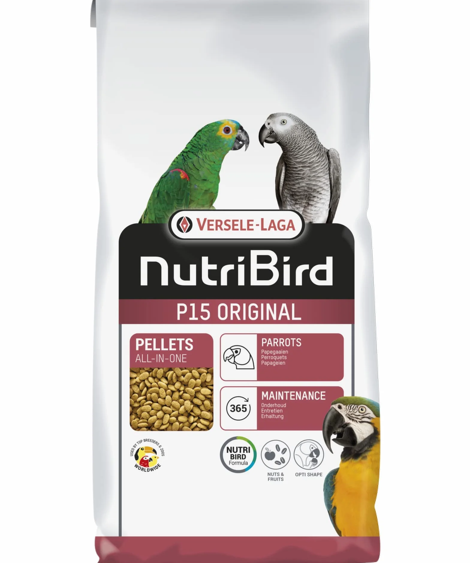 Versele-Laga NutriBird P15 Original | 1 kg | Alimento de Mantenimiento para Loros | A Base de Cereales seleccionados, Frutas y Cacahuetes | Apoyo de la Flora intestinal