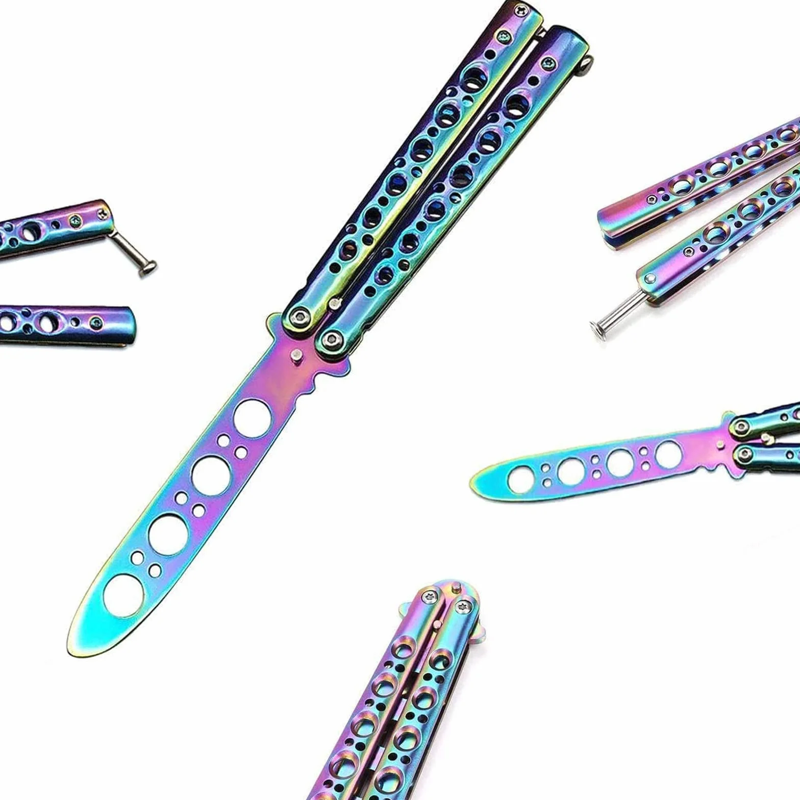 Cuchillo Mariposa Entrenamiento Balisong Acero Mate sin Hoja Práctica Artes Marciales