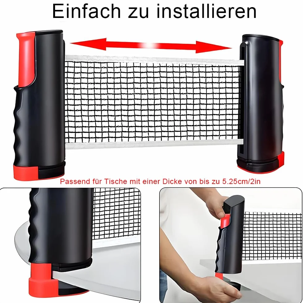 Red de ping pong de mesa, juego con 2 raquetas, 6 bolas, extensible y bolsa de transporte