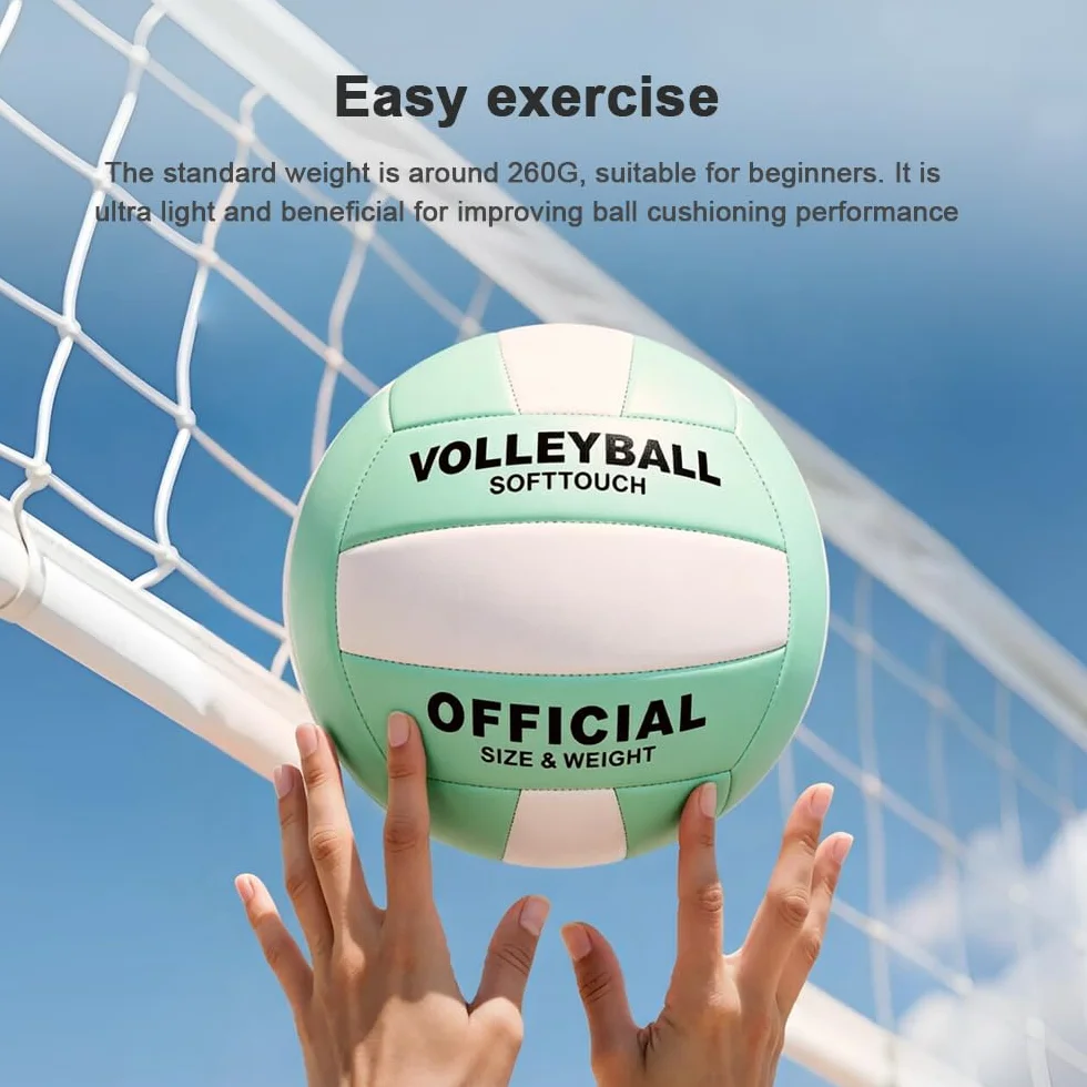 Pelota Voleibol Tamaño 5 de Cuero Suave con Inflador para Playa y Arena