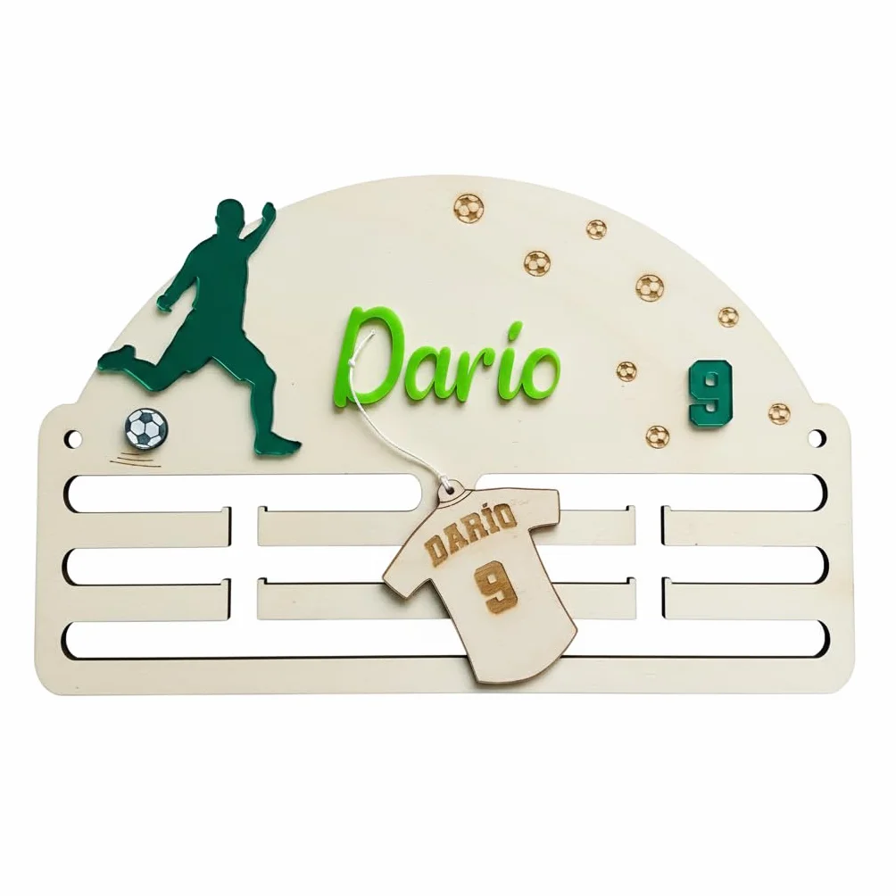 Medallero Fútbol de Madera Personalizado con Nombre, Acrílico, Fabricado en España