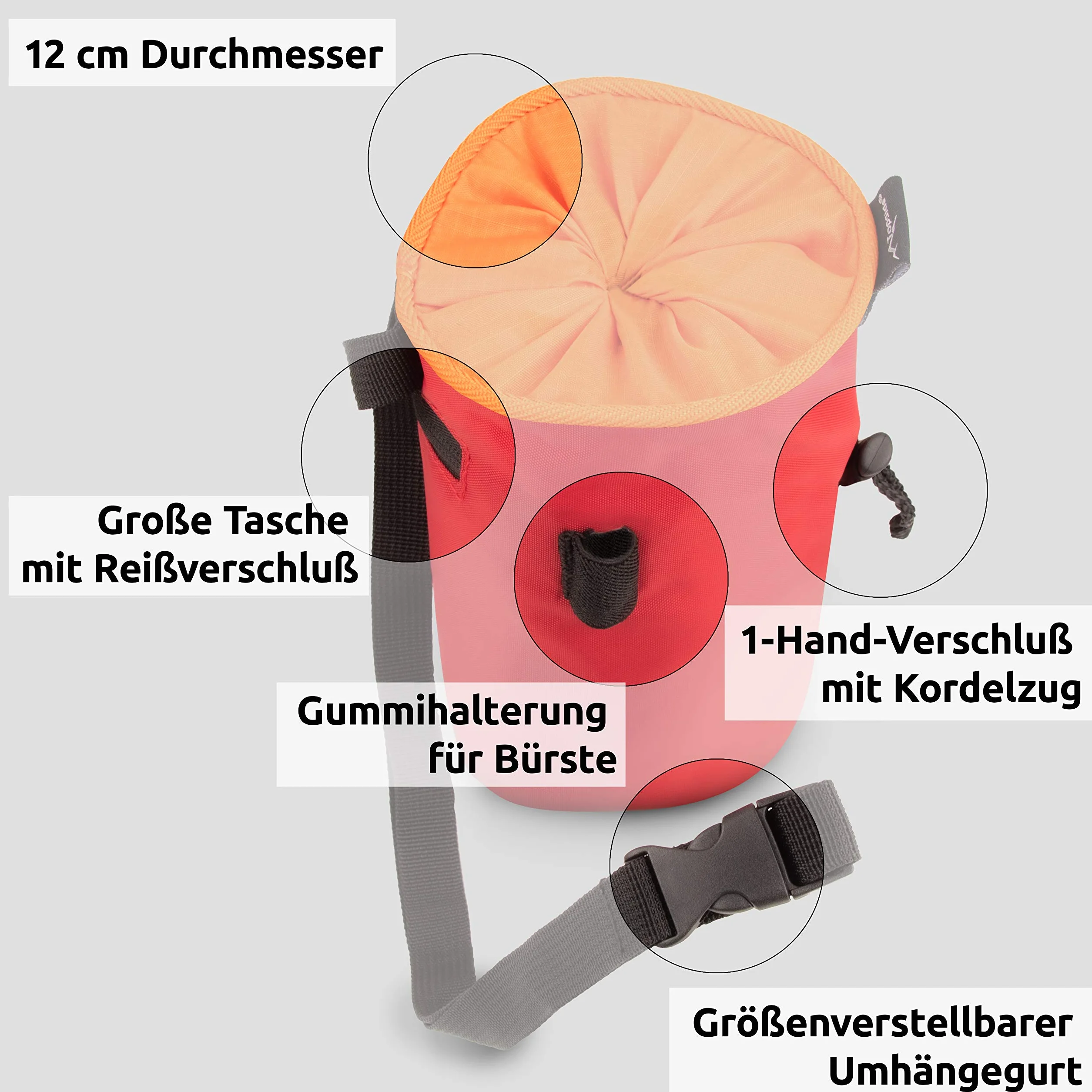 Bolsa de magnesio para Escalada en Bloque y Tradicional con Bolsillo Cremallera