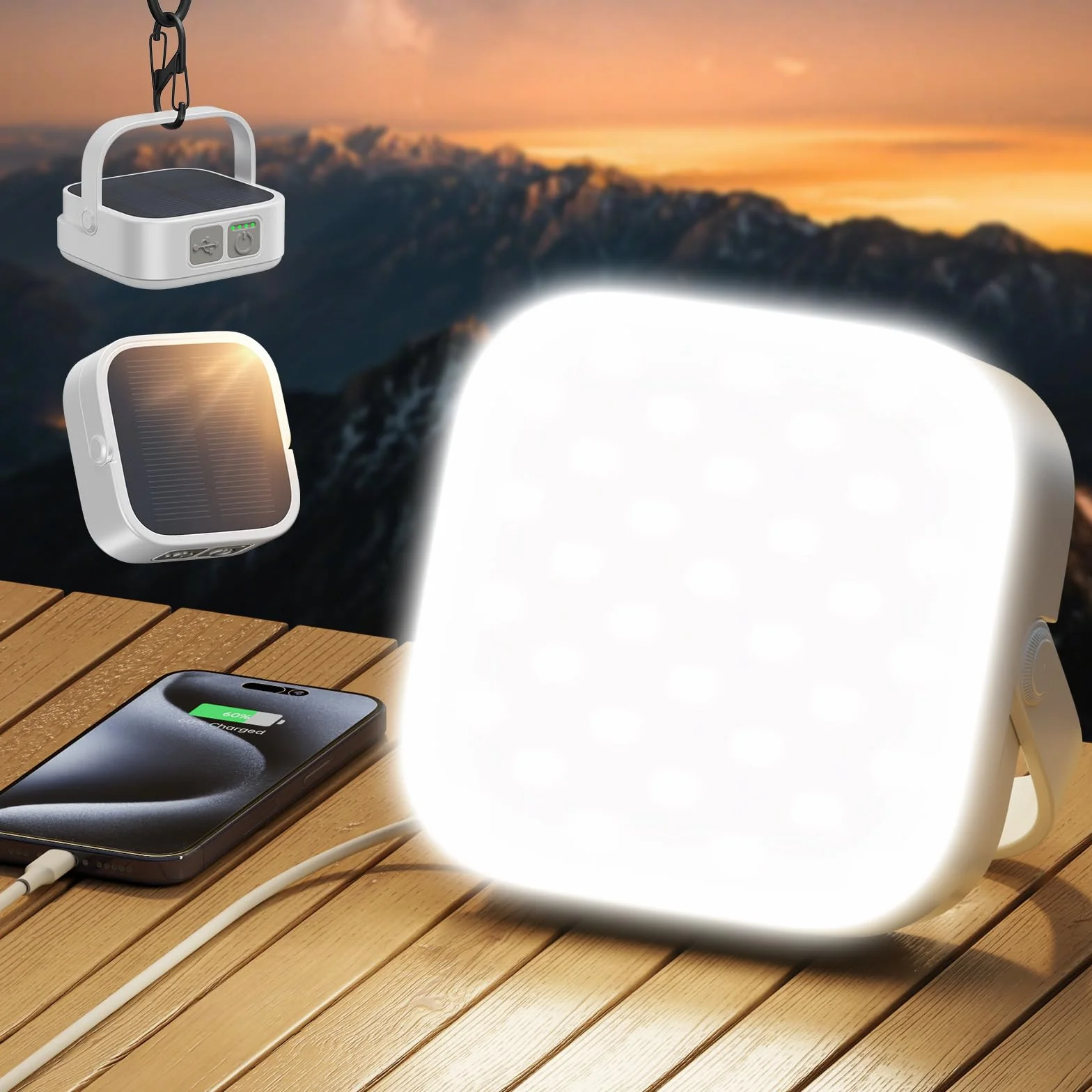 Eventek Lámpara Solar de Camping 4000LM 10000mAh LED Recargable IP65 Impermeable