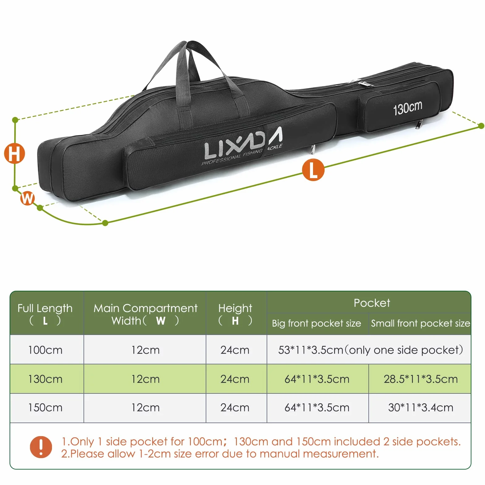 Lixada Bolsa Plegable para Caña de Pescar 100 cm 130 cm 150 cm