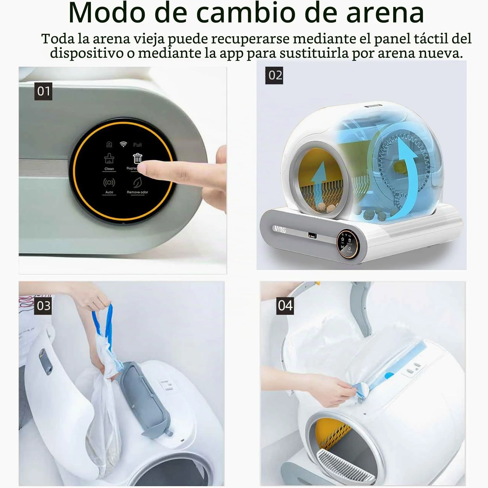 Arenero Gatos Autolimpiable, Arenero Automatico, 65L XXL | Desodorizante, Controlado por Aplicación, Cagadero Autolimpiable Grande, Adecuado para Varios Gatos