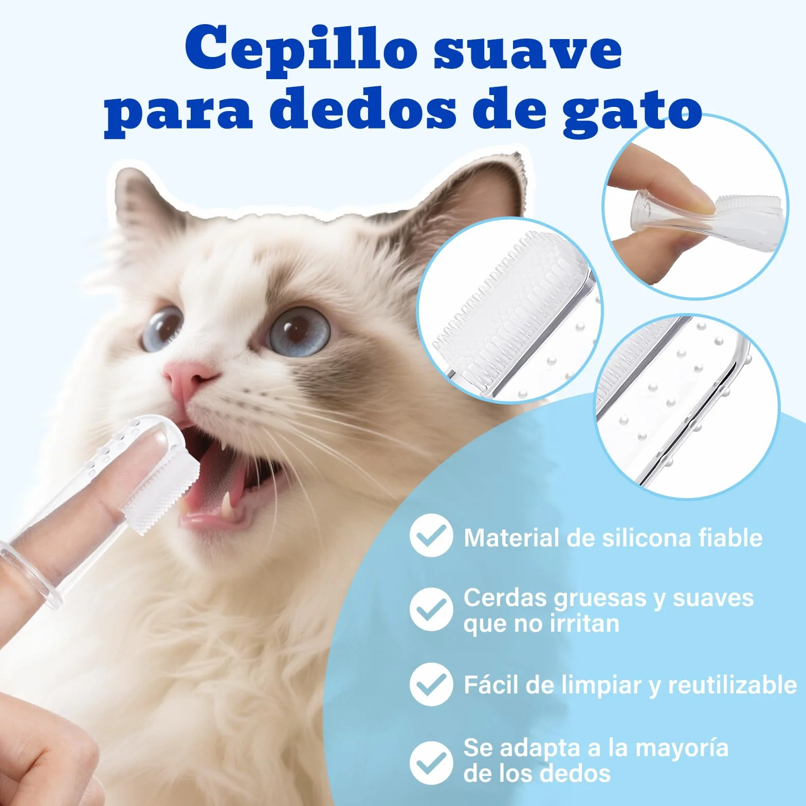 Juego de Cuidado Dental para Gatos, Pasta Dentífrica Sabor Atún 30 g, Incluye 2 Cepillos dientes gato, Fórmula Suave para el Cuidado Dental y un Aliento Fresco
