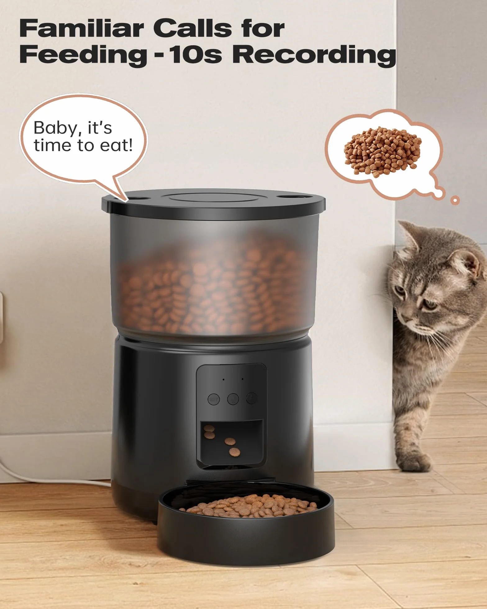 Comedero Gato Automatico - 5G/2.4G WiFi Dispensador Comida Gatos - Comedero Automatico Gato Conectar App - Alimentación a Distancia - 1-10 Comidas al Día - 10s Voz - Doble Alimentación - 3L