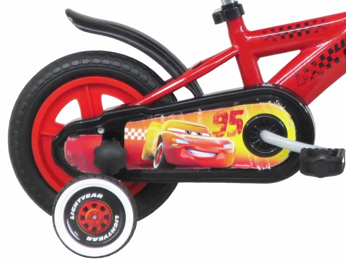 Disney Protección para Bicicleta 10 Pulgadas Rojo con Placa Delantera Guardabarros Ruedas Estabilizadores