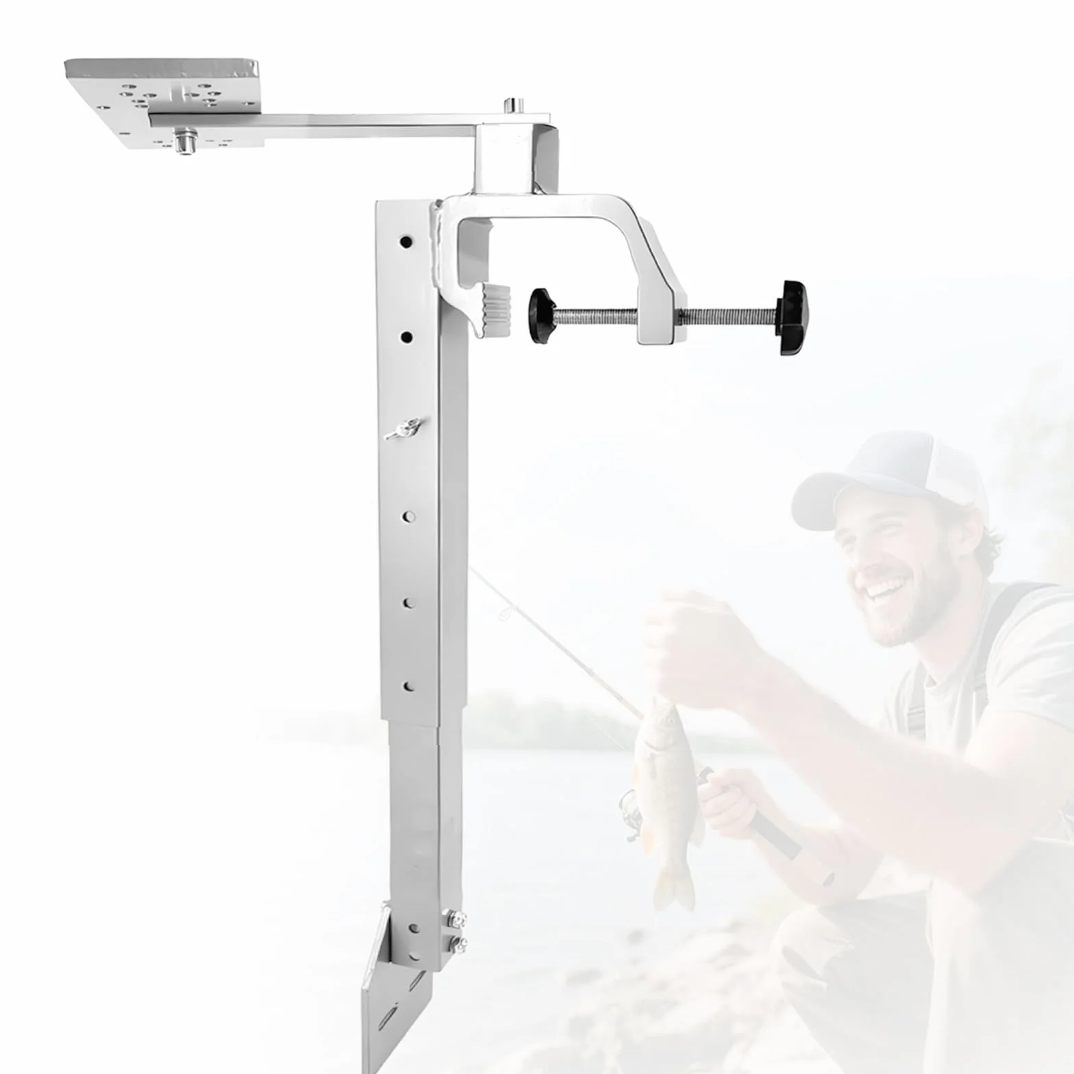 Soporte para Sonda de Pesca, Soporte de Aluminio Giratorio 360° Resistente a la Corrosión, Altura 36-59cm