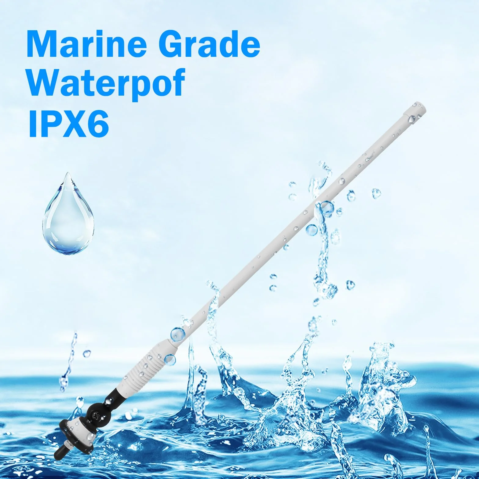 STUDIOFINIX Antena de radio marítima impermeable Dipolo flexible mástil FM AM para barco