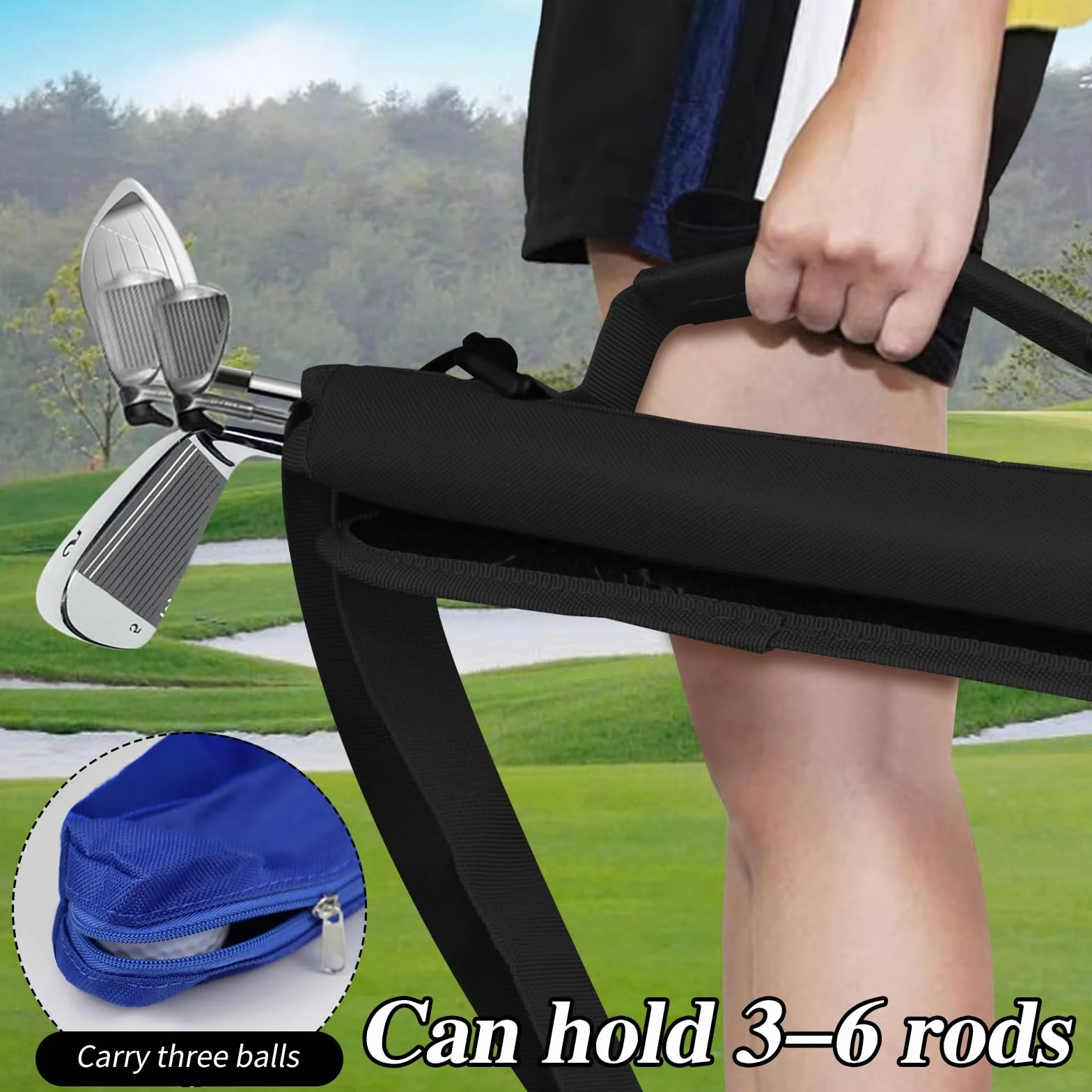Bolsa de golf plegable para hombre y mujer con bolsillo y correa para 3-5 palos