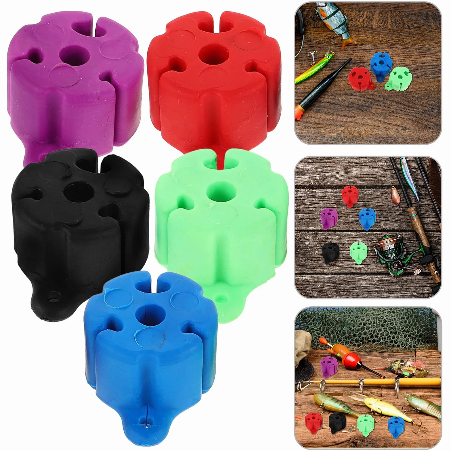 Soportes de Silicona para Cañas de Pescar 5 Piezas Antideslizantes Clips Varillas Surfcasting