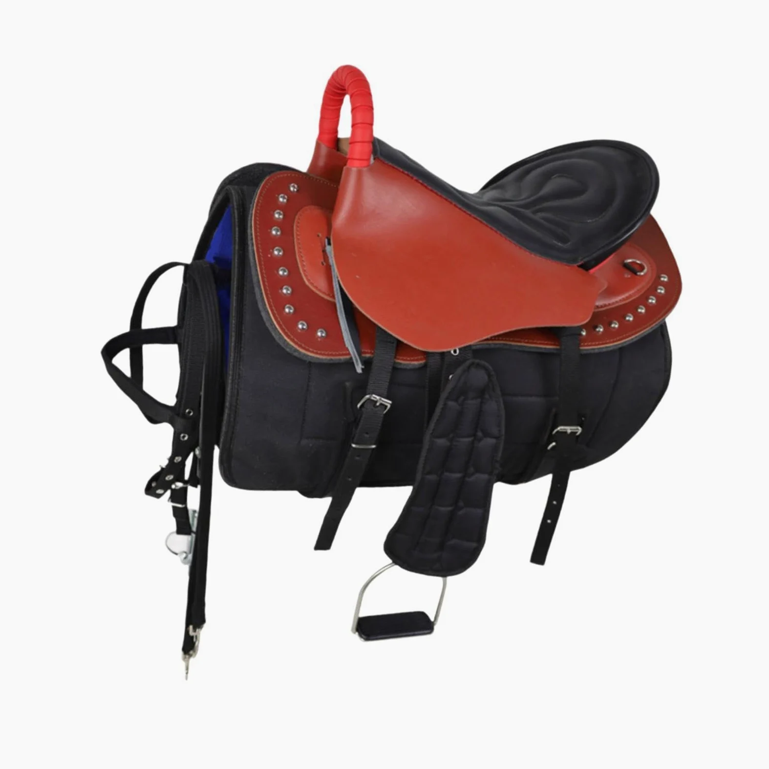 Silla de Montar para Caballo con Equipo Ecuestre Práctico Asiento de Montar Resistente Al Desgaste Juego de Correas Seguro Y Almohadilla Confortable a