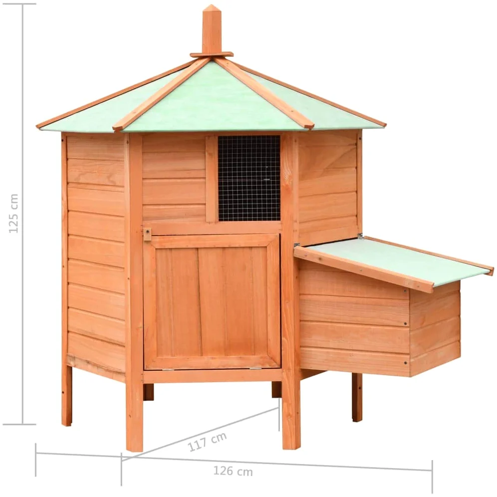 Conejera de Exterior Madera Gallineros Casa para Conejos Cobayas Hámster Mascotas Jaula para Conejo Animales Pequeños Impermeable Maciza de Pino y Abeto 126x117x125 cm