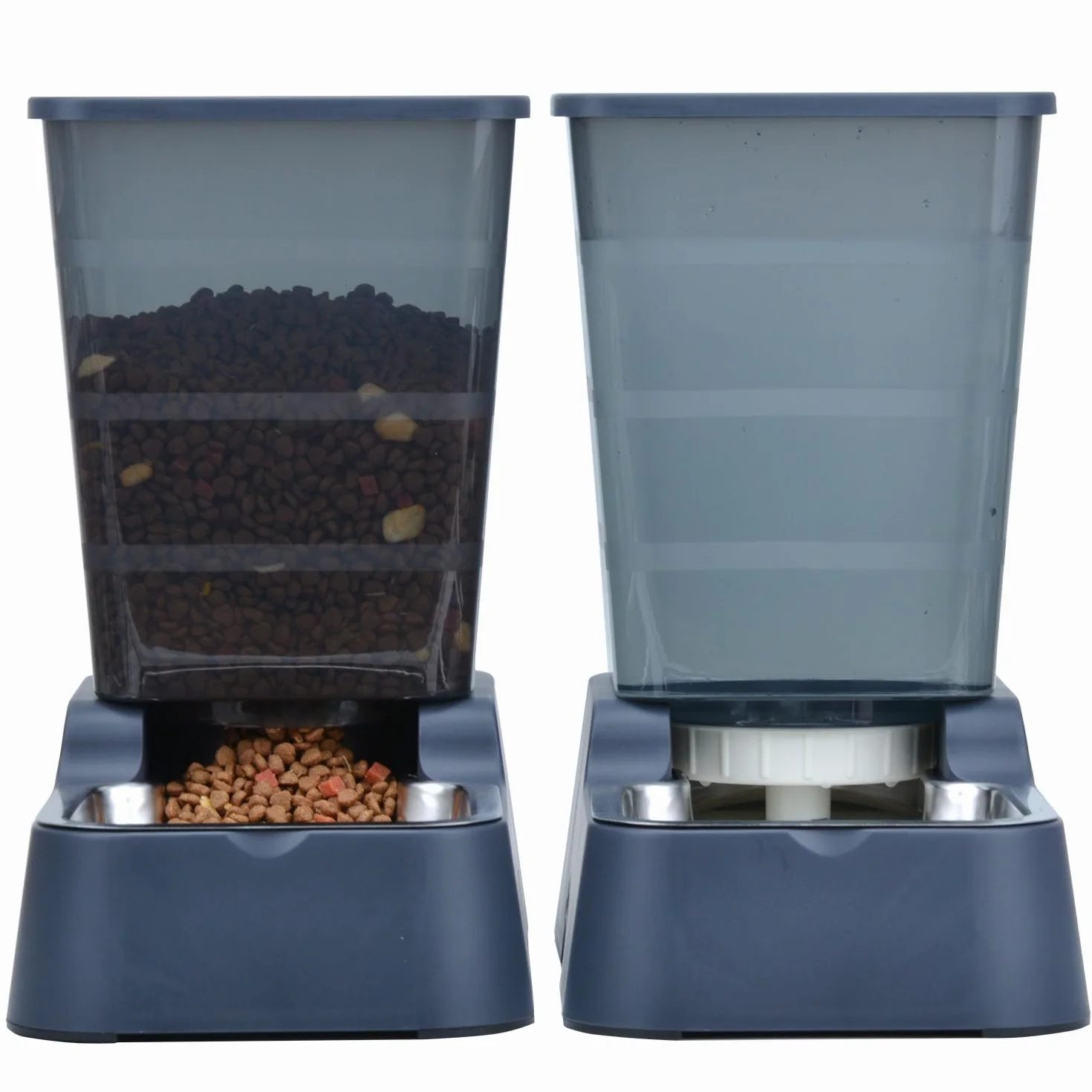 Dispensador automático de comida para perros y agua para perros, 5 L, dispensador de comida para gatos y gatos para perros medianos y grandes, gatos y otros animales (juego de 5 L, gris oscuro)