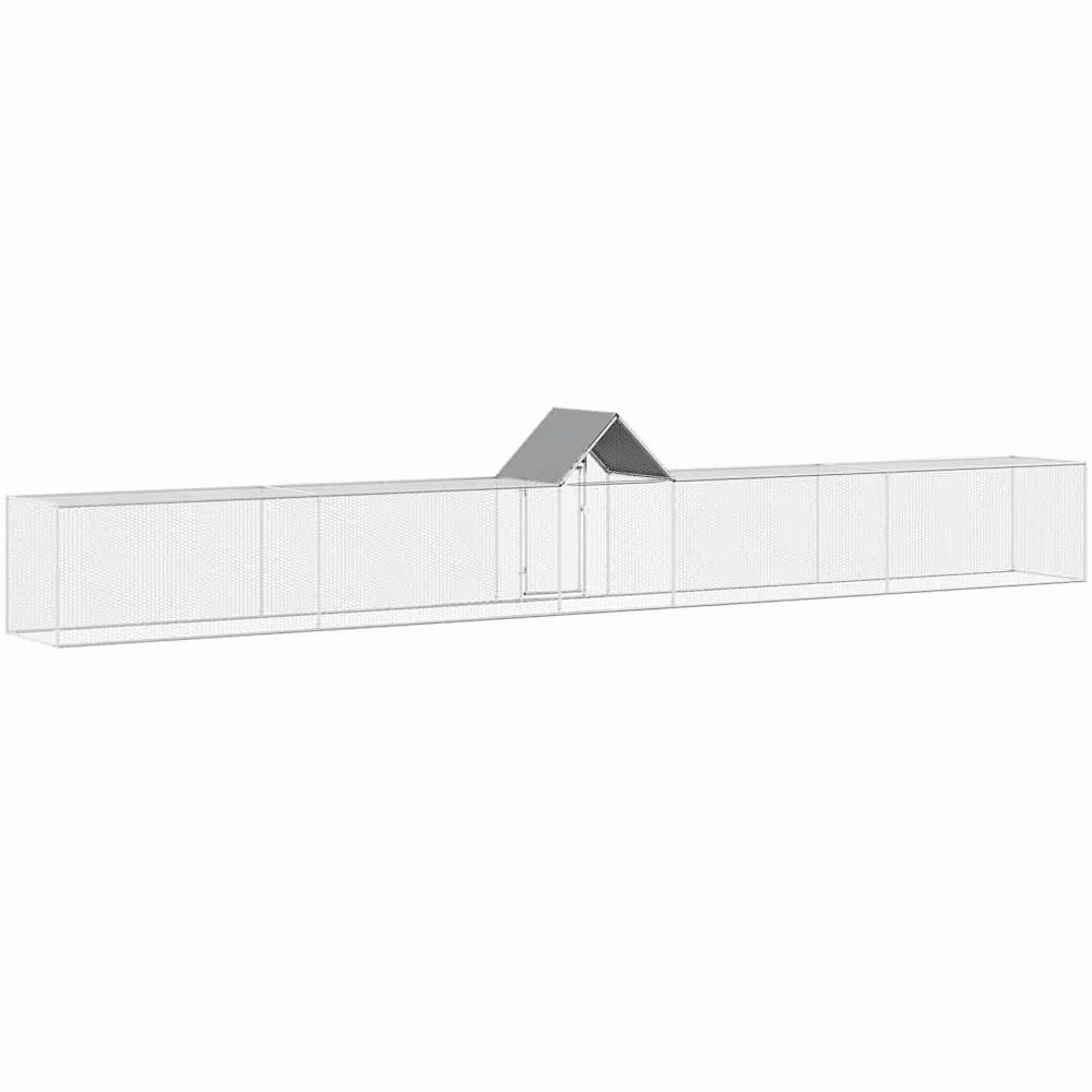 Gallinero de 9 x 1 x 1,5 m, de acero galvanizado, gran recinto para aves de corral, pollos, patos y gansos, jaula robusta para gallinas con puerta con cerradura y rejilla de alambre para el