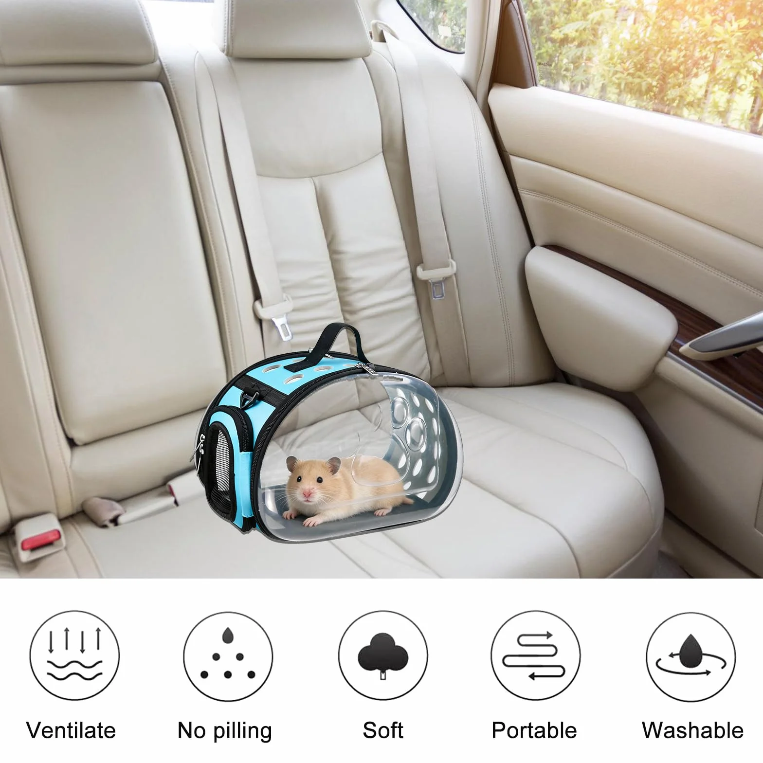 Transportín para conejos y animales pequeños, plegable, para cobayas, conejos, gatos, pájaros, portátil, con ventilación y bolsillos laterales
