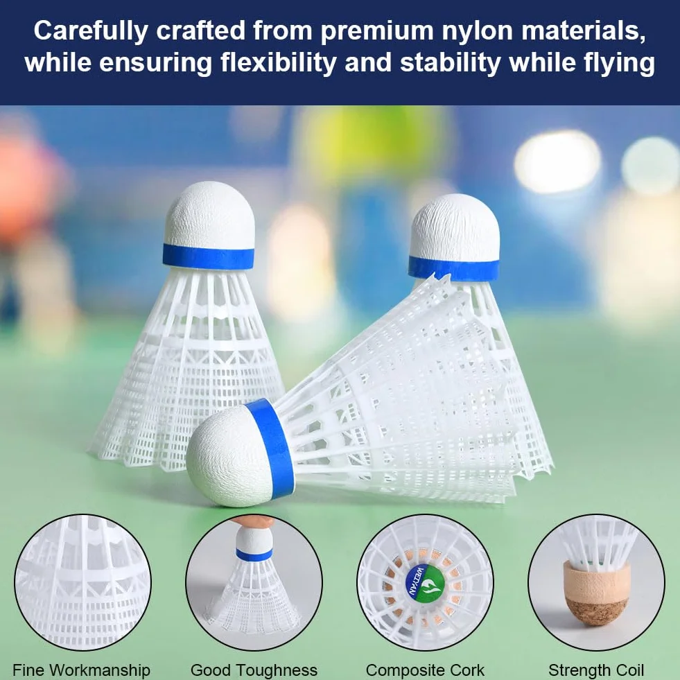Flintronic Volantes de Bádminton 12PCS Nailon Duradero Plástico para Exteriores e Interiores