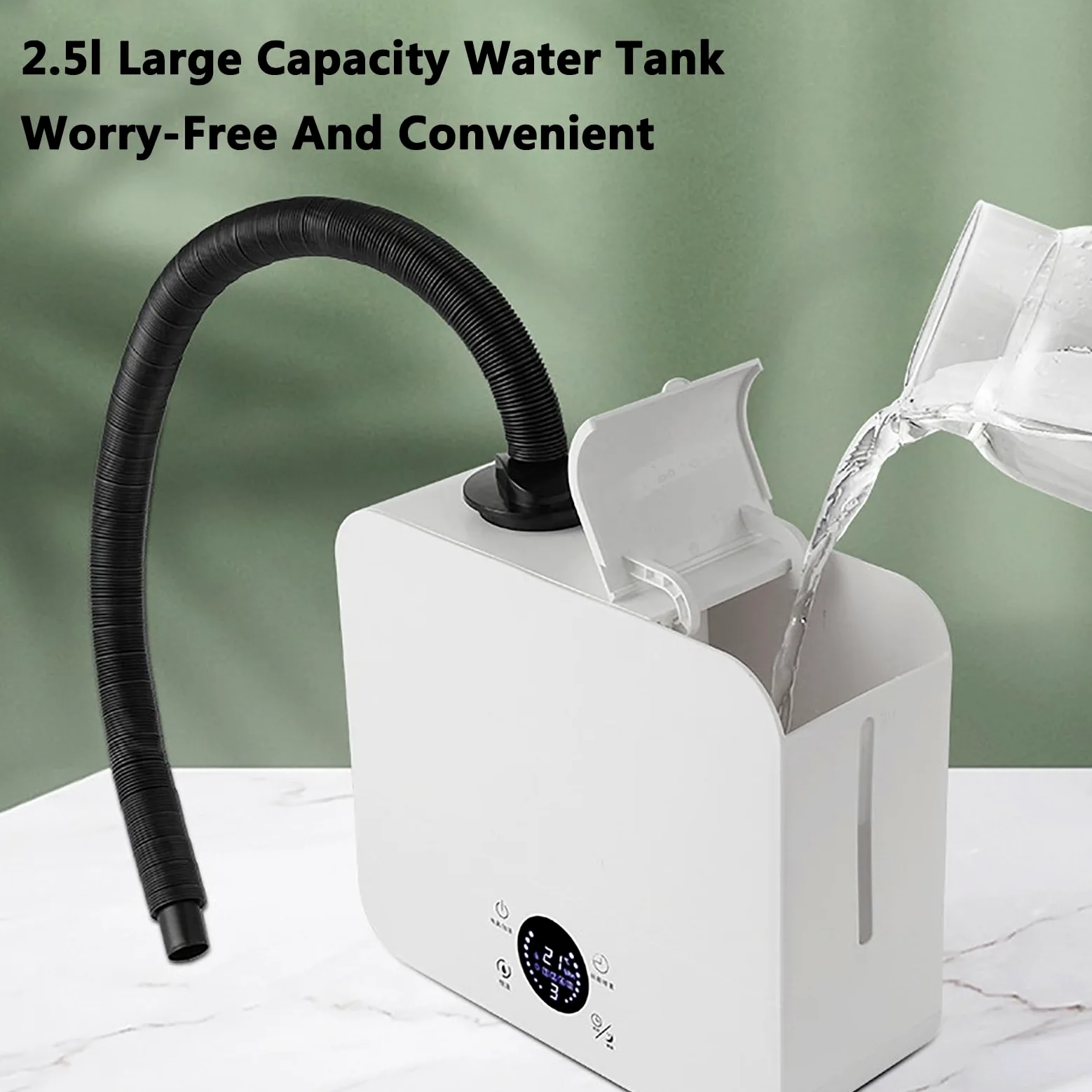 Humidificadores para reptiles, sistema de nebulización de terrarios de 2,5 L con manguera retráctil de 60 ~ 180 cm, volumen de atomización de 200 ml/h y 3 velocidades ajustables, sincronización de 1 a