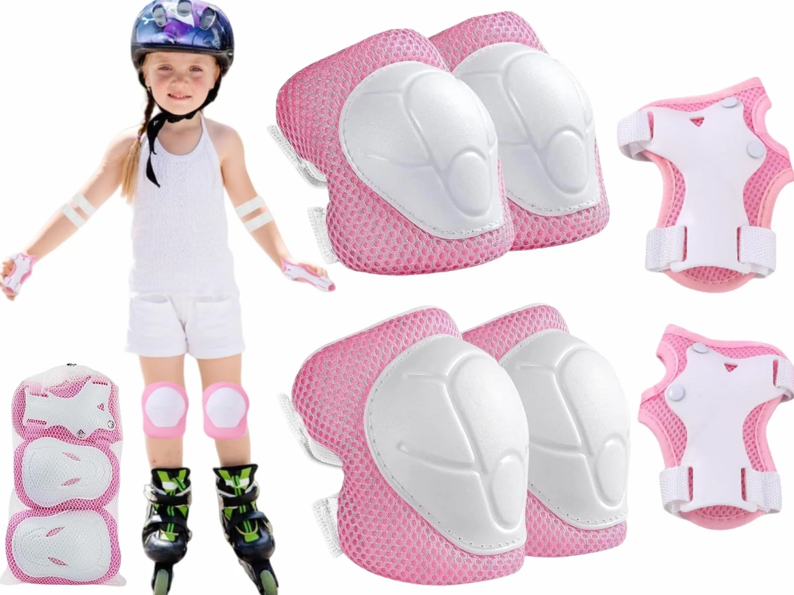 Protecciones Skate Rodilleras Patines Infantil Juego con Casco Coderas Muñequeras