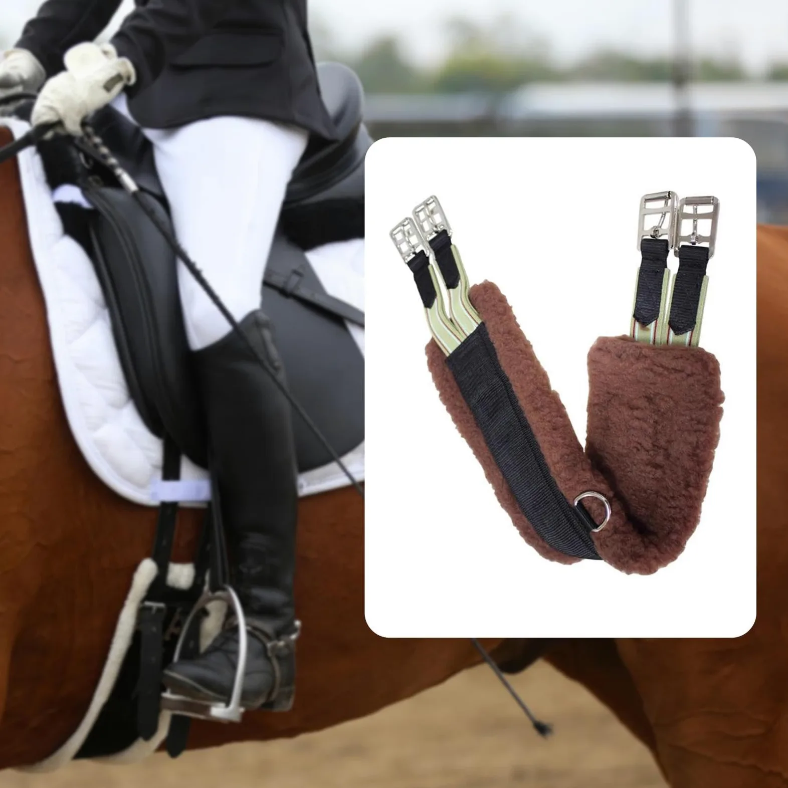 Fenteer Cincha para Caballo Cincha de Equitación Cincha para Silla Cincha Antideslizante con Franela Ligera Y Hebilla Metálica Doble Adecuada para Equitación