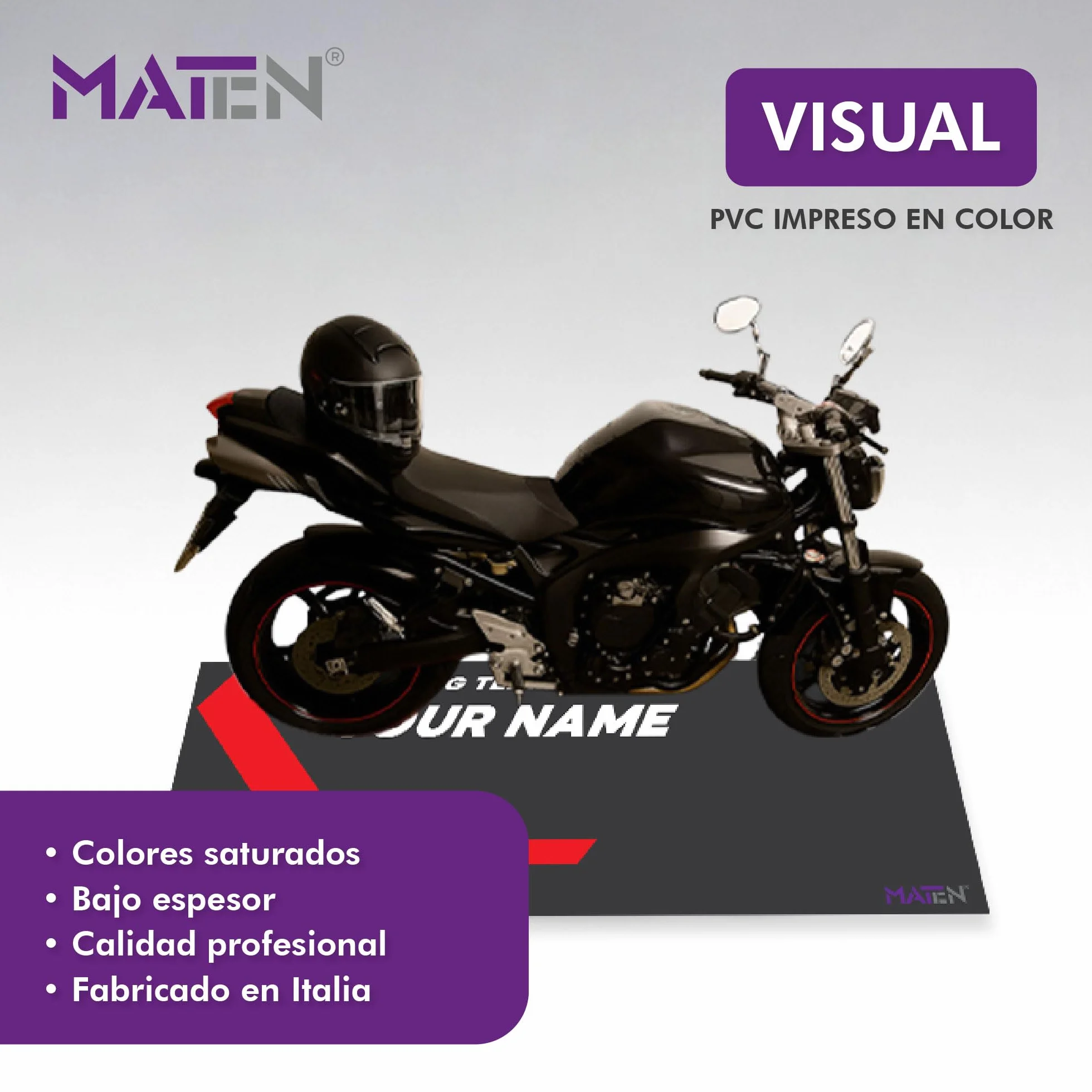Alfombrilla de Garaje para Moto Personalizable MATEN PVC Impreso, Base de Gel Antideslizante, 3 mm, Fabricada en Italia