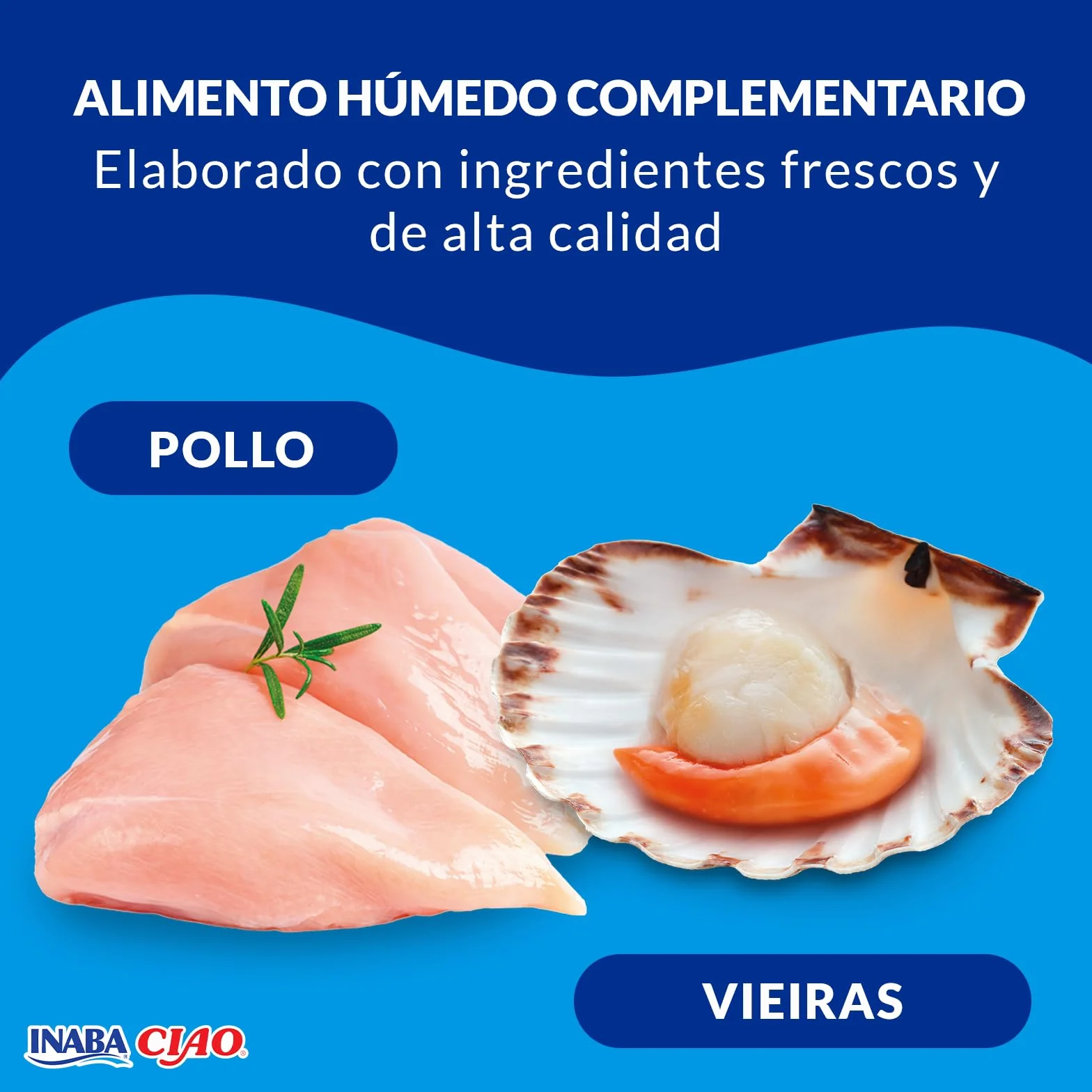 INABA Ciao Broth Gatos - Caldo Receta Pollo y Vieira - Premios Saludables con Proteínas Animales - Snacks Sin Cereales, Sin Conservantes, Sin Colorantes - Sólo 16Cal - 40g