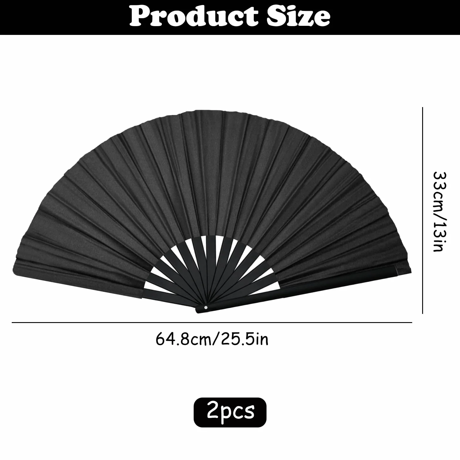 HINGTAI abanicos de mano plegables bambú chino retro grandes baile línea fiestas color negro