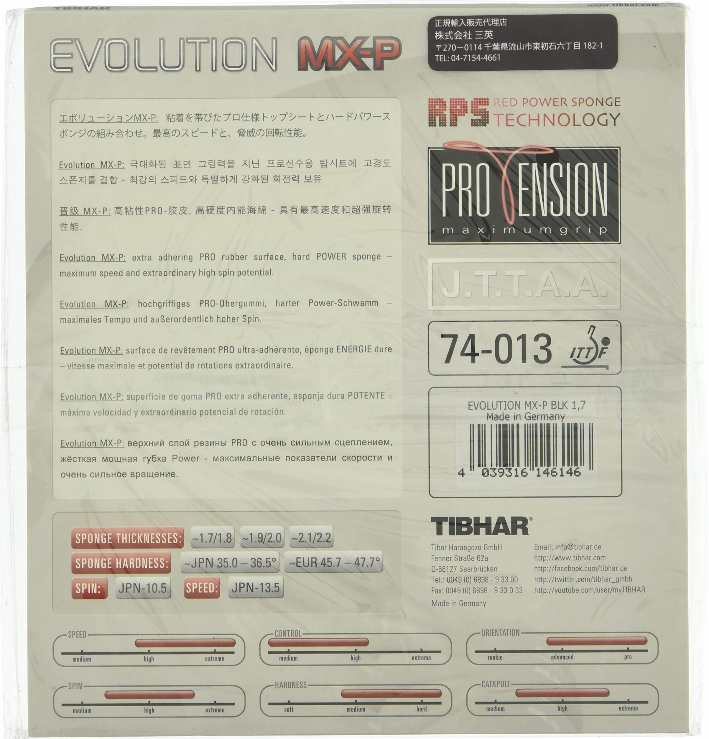 TIBHAR Evolution MX-P Guma do Ping Ponga