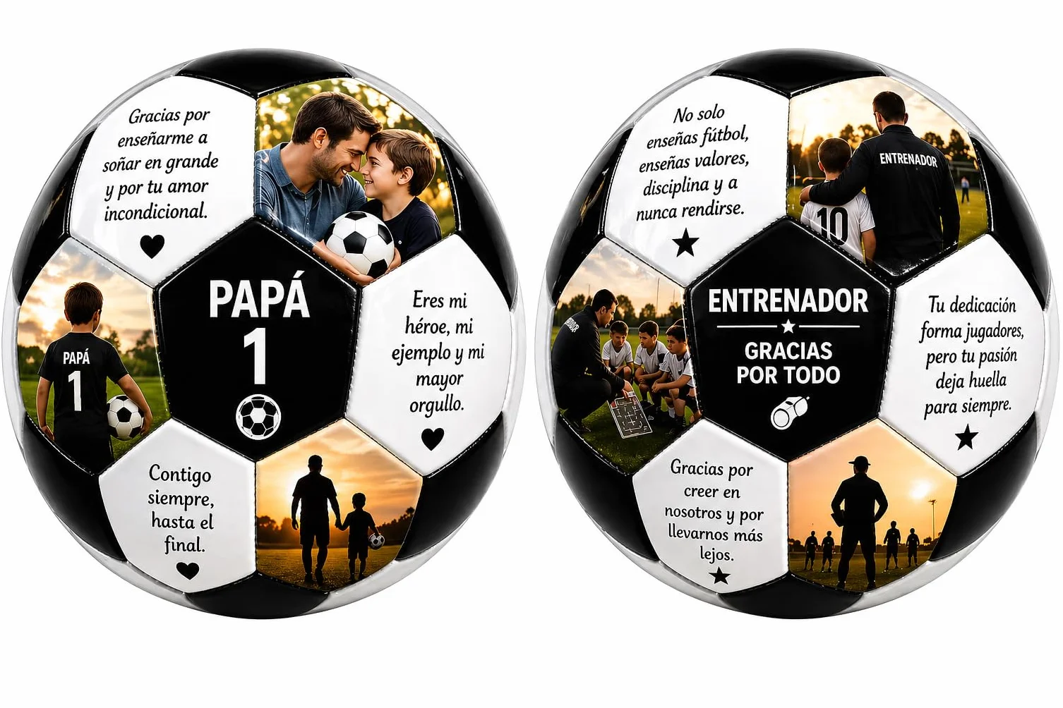 Balon de Futbol Personalizado con Fotos y Textos, 19 Fotos + 12 Textos, Regalo Original para Padres, Ninos y Entrenadores