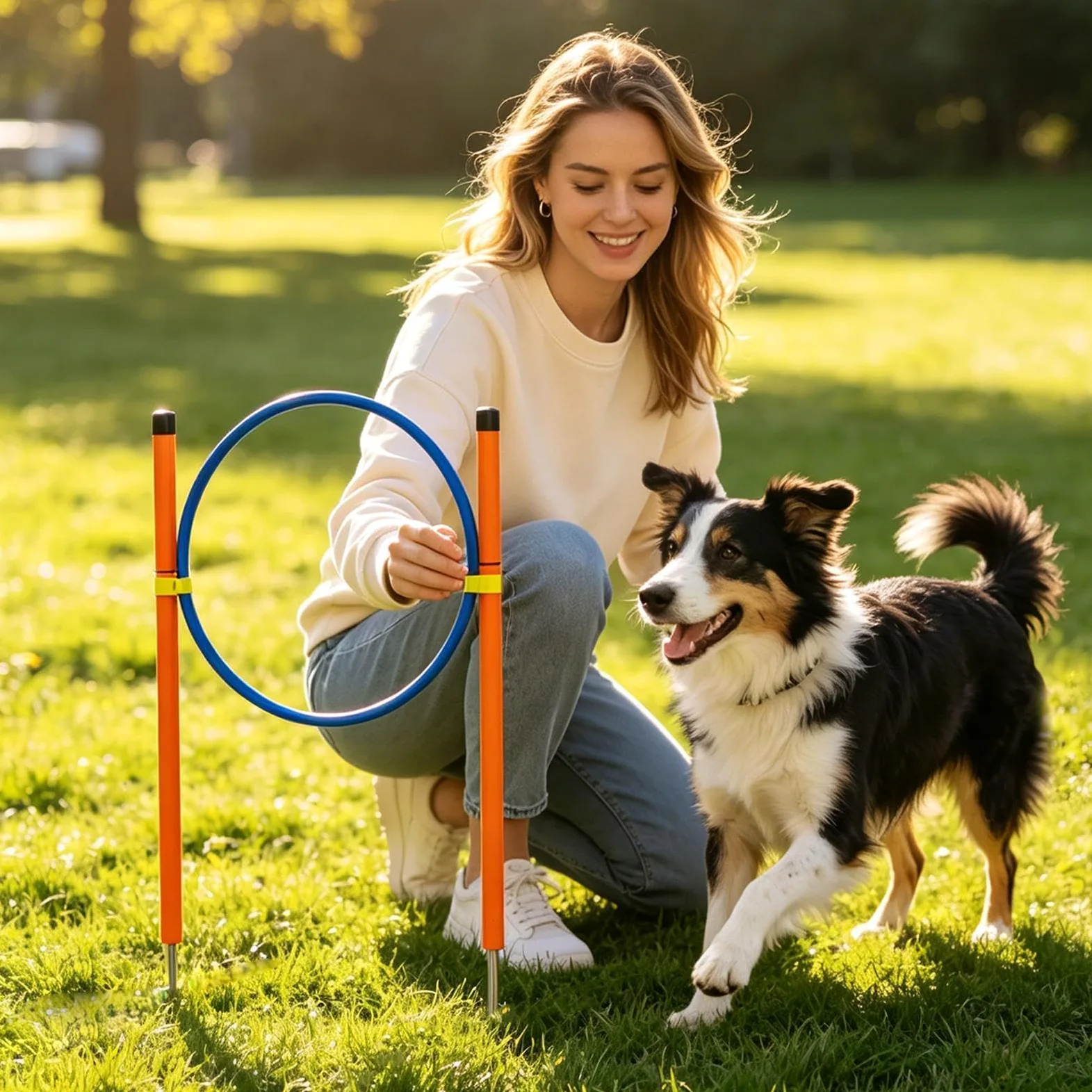 Equipo de adiestramiento en agilidad para perros Juego de Entrenamiento con | Equipo de Área de Juegos para Perros Para recreación competición campo zona lúdica playa parque jardín y
