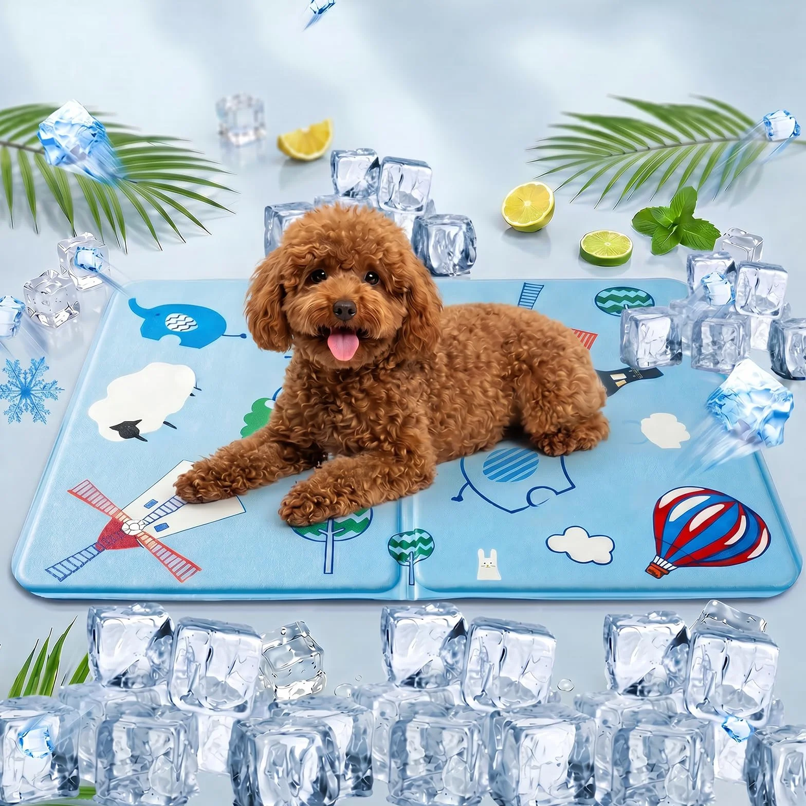 Alfombra Refrescante para Perro Gato,Mascotas Alfombrilla Autoenfriante,Camas refrescante para Mascotas,Prueba de Arañazos/Impermeable/Antideslizante,para en Verano,40x50cm, M, Azul