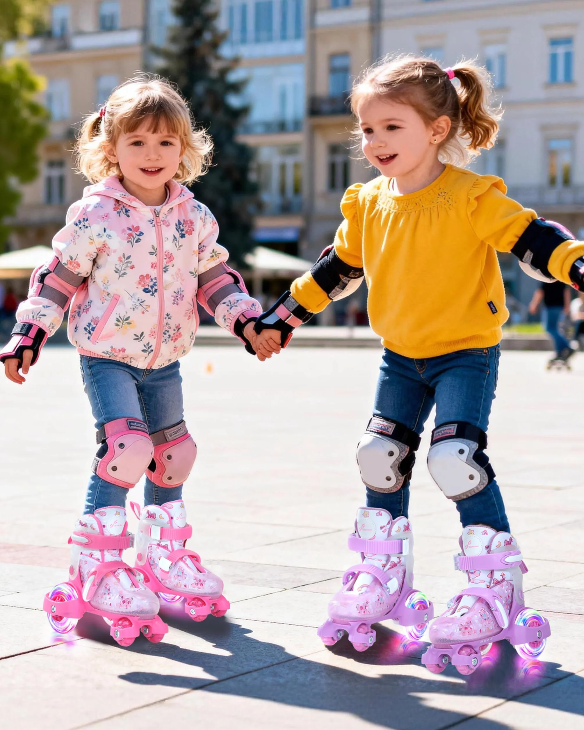 Patines 4 Ruedas Niña EU 24-31 Unicornios Ajustables 3-8 Años con LED Iluminación