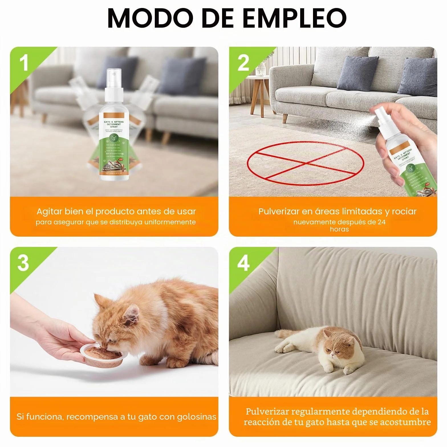 Spray Antiarañazos Gatos 100ML Spray Repelente Gatos para en Interiores y Exteriores, Spray Ahuyentador de Gatos Que Rascan Mantiene a Las Mascotas Fuera de Las Áreas De Acceso, Protege Muebles