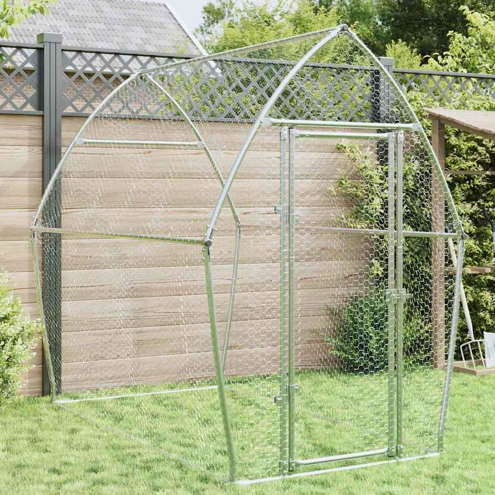Jaula para pollos de acero galvanizado, estable gallinero exterior, gran recinto para aves de corral para gallinas, patos y animales pequeños, recinto al aire libre para el jardín, 200 x 105 x