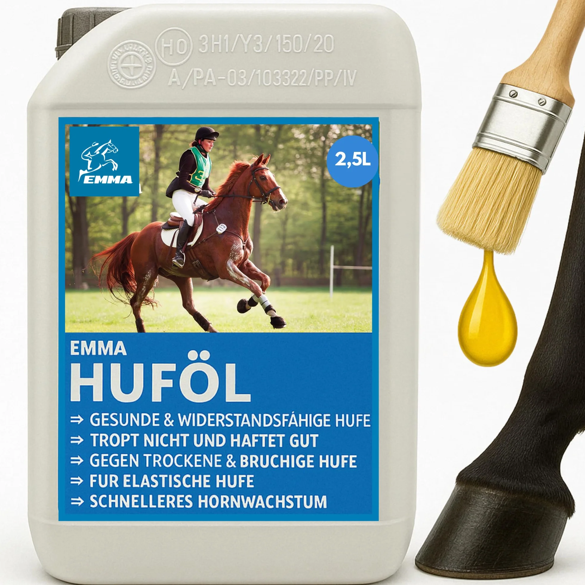 Aceite para cascos Caballos Bote 2,5L Bálsamo para cascos - Grasa para cascos I Cuidado de cascos y rana Contra la sequedad de cascos I Endurecedor de cascos I Aplicar aceite para cascos con cepillo