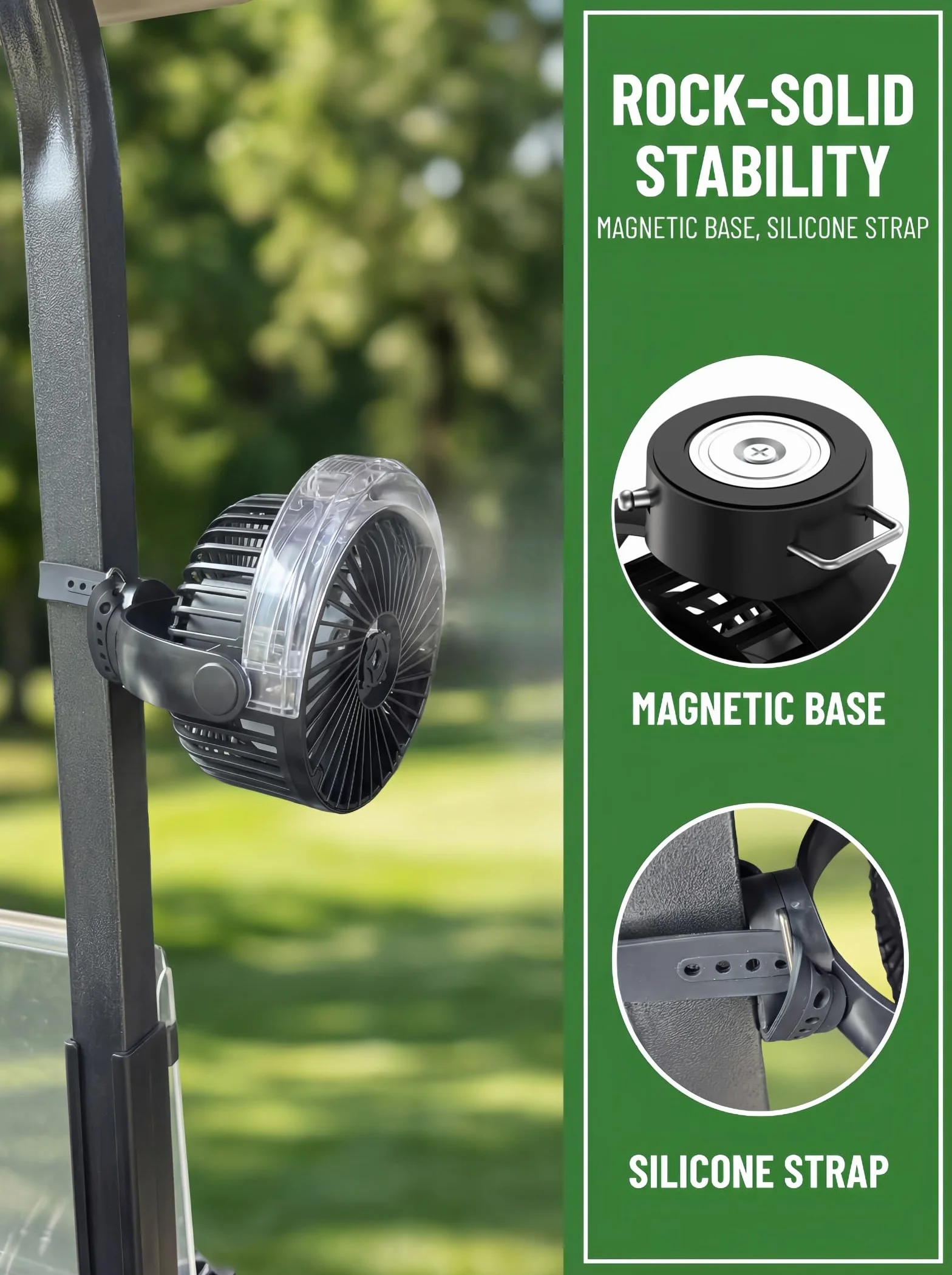 Ventilador magnético para carrito de golf 12000 mAh portátil 4 velocidades LED temporizador EZGO Club Car Yamaha