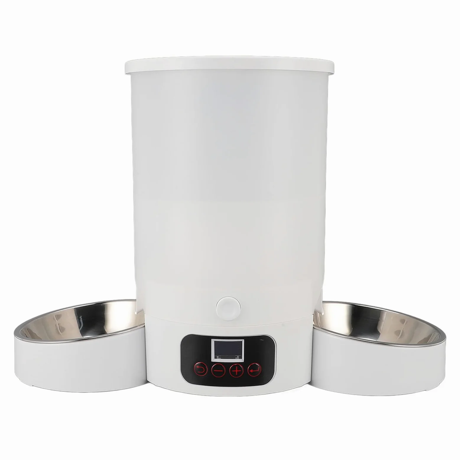 Comedero Automático para Gatos con Cuenco Doble de Acero Inoxidable, Capacidad de 3 litros, Ideal para Perros y Gatos, Fácil de Limpiar y Alimentación Programada Inteligente (Blanco)